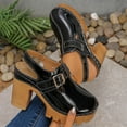 thumbnail image 1 of Womens Chunky Platform Clogs Mary Jane Shoes Adjustable Buckle Faux Faux Leather Non-Slip Outsole 3 Inch Block Heel Black,Size 39, 1 of 9