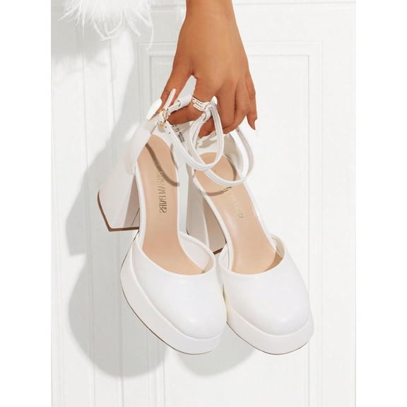 Womens Chunky Platform High Heels Ankle Strap Closed Toe Block Dress Pumps for Prom Wedding Party 2026