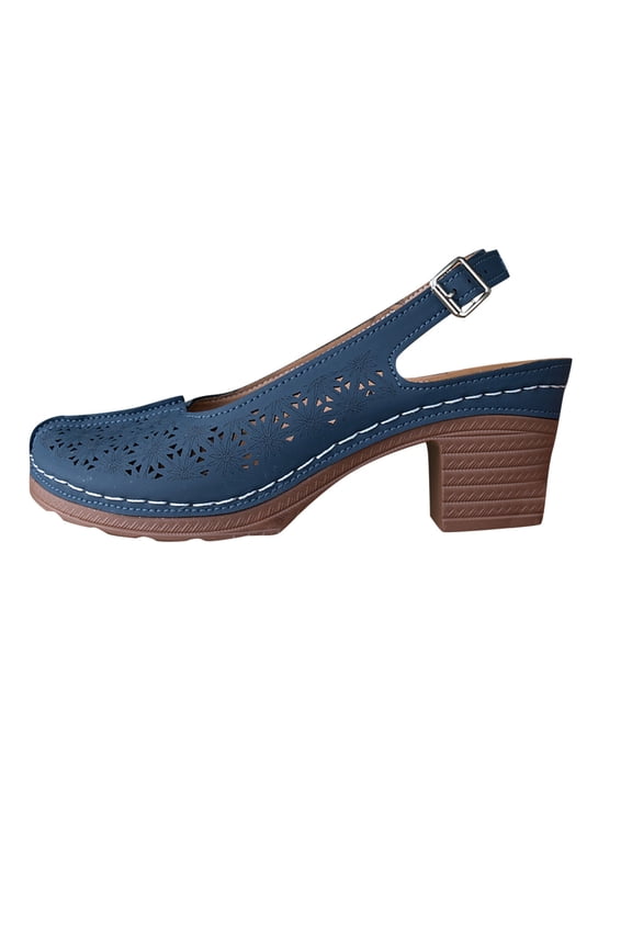 Womens Chunky Sandals Closed Toe Ankle Strap Pumps Ladies Mid Low Block Heels Dress Shoes Sling Back Sliders Summer Platform Sandal Breathable Anti-slip Platform Shoe