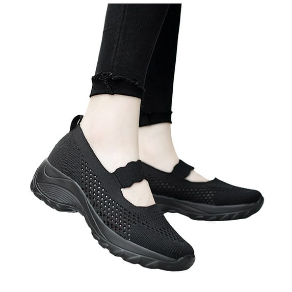 Womens Chunky Slip on Orthopedic Walking Loafers Shoes Comfortable Mesh Platform High Heels Casual Sneakers