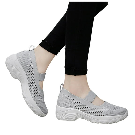 Womens Chunky Slip on Orthopedic Walking Loafers Shoes Comfortable Mesh Platform High Heels Casual Sneakers