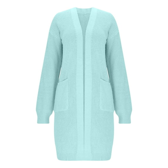 Womens Chunky Textured Knit Pocket Soft Long Cardigan Sweaters for Women Solid Color Trendy Wool Fall Winter Coats S-2XL
