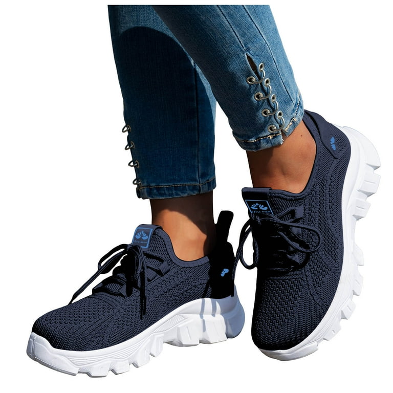 Womens Chunky Walking Shoes Comfortable Arch Support Orthopedic
