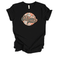 thumbnail image 1 of Womens Circle Groovy Floral Vintage Design Mother's Day Ladies Black Short Sleeve T-Shirt-Mimi-Large, 1 of 1