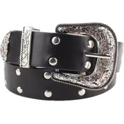 Studded Pant Belt with Silver Buckle - 1.33in Wide Circle Belt main image 4