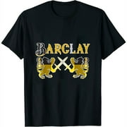 Womens Clan Barclay Scottish Family Kilt Tartan Lion T-Shirt Black 3X-Large