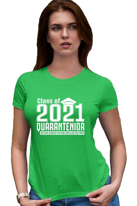 Womens Class Of 2021 Quarantenior Funny Graduate Quarantine Deluxe Soft T-Shirt