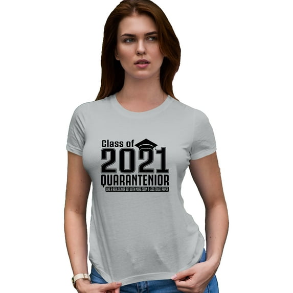 Womens Class Of 2021 Quarantenior Funny Graduate Quarantine Deluxe Soft T-Shirt