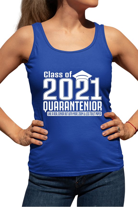 Womens Class Of 2021 Quarantenior Funny Graduate Quarantine Racerback Tank Top T-Shirt