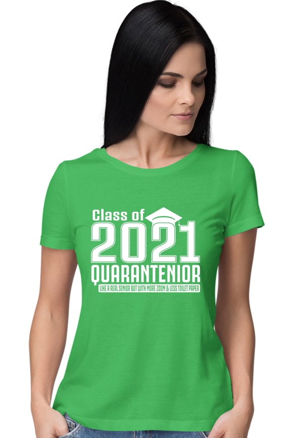Womens Class Of 2021 Quarantenior Funny Graduate Quarantine T-Shirt
