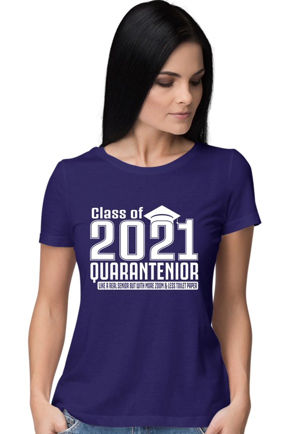Womens Class Of 2021 Quarantenior Funny Graduate Quarantine T-Shirt