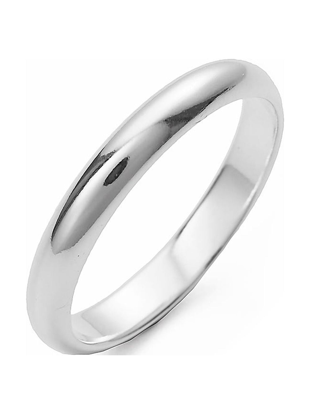 Womens Classic 3mm Sterling Silver Wedding Band, Ring Size 10