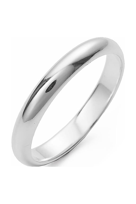 Womens Classic 3mm Sterling Silver Wedding Band, Ring Size 9