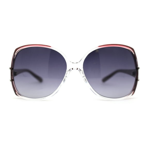 Womens Classic 90s Butterfly Diva Plastic Sunglasses Clear Burgundy Tort Smoke