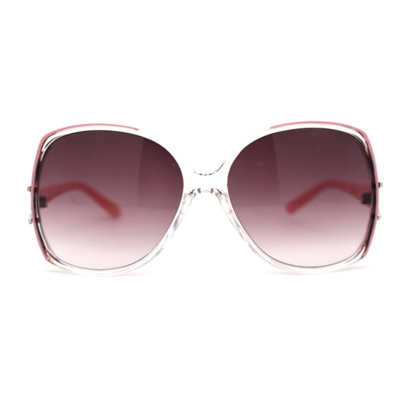 Womens Classic 90s Butterfly Diva Plastic Sunglasses Clear Pink Tort Smoke