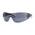 thumbnail image 1 of Womens Classic 90s Diva Rimless Shield Designer Fashion Sunglasses All Black, 1 of 4