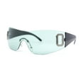thumbnail image 1 of Womens Classic 90s Diva Rimless Shield Designer Fashion Sunglasses Black - Green, 1 of 4