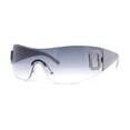 thumbnail image 1 of Womens Classic 90s Diva Rimless Shield Designer Fashion Sunglasses Silver - Smoke, 1 of 4
