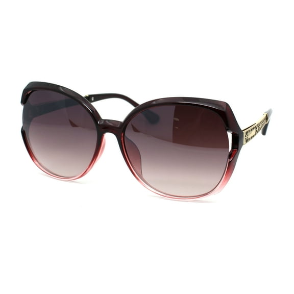 Womens Classic 90s Exposed Lens Butterfly Plastic Sunglasses Burgundy Clear Burgundy Smoke