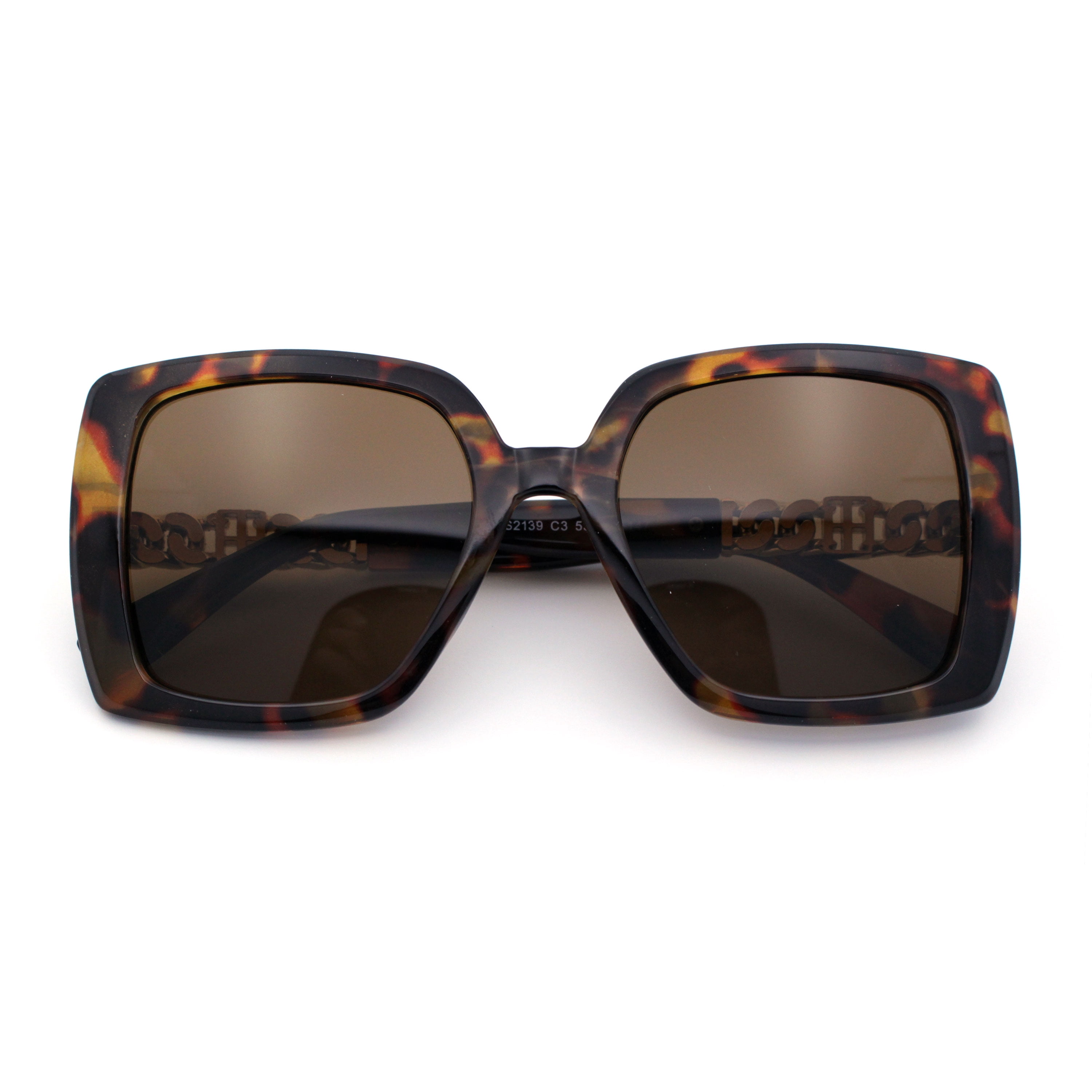 Brown Tortoiseshell Oversized Sunglasses with Metallic Arms The Gigis - Tortoise Oversized Sunglasses | Bold & Feminine  main image 4