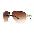 thumbnail image 1 of Womens Classic 90s Rimless Jewel Chain Arm Round Wrap Sunglasses Gold Brown, 1 of 4