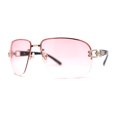 thumbnail image 1 of Womens Classic 90s Rimless Jewel Chain Arm Round Wrap Sunglasses Gold Pink, 1 of 4
