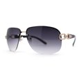 thumbnail image 1 of Womens Classic 90s Rimless Jewel Chain Arm Round Wrap Sunglasses Gold Smoke, 1 of 4