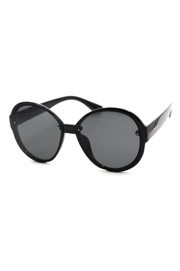 Womens Classic 90s Round Butterfly Chic Designer Sunglasses All Black