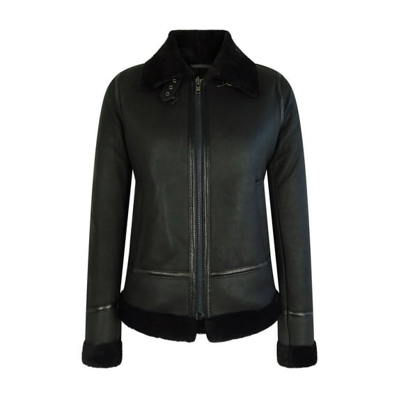 Women Classic Black Sheepskin Zip Jacket B3 Pilot | Infinity