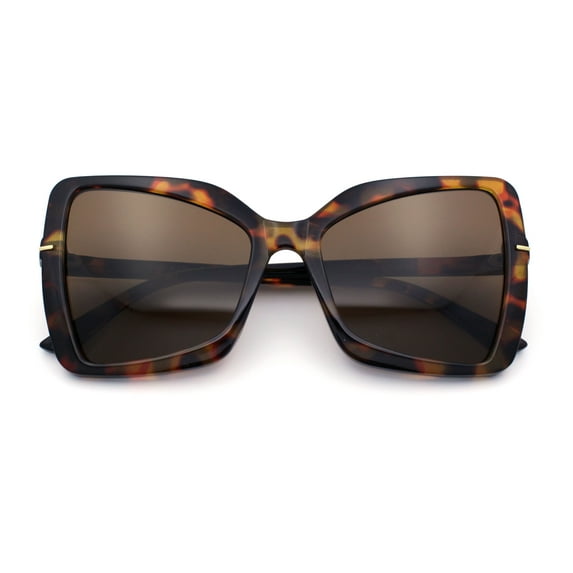 Womens Classic Bowtie Butterfly 90s Designer Fashion Plastic Oversize Sunglasses Tortoise - Brown