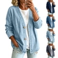thumbnail image 1 of Womens Classic Button Front Breathable Stretch Denim Jacket Cardigan Coat Relaxed Fit Lightweight Casual Long Sleeve Shacket, 1 of 6