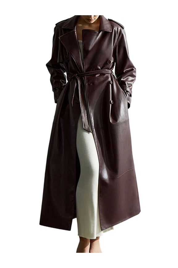 Womens Classic Button Lambskin Blazer Women - Casual Coat Long Sleeves Suit Style Leather Jacket Deep Red S