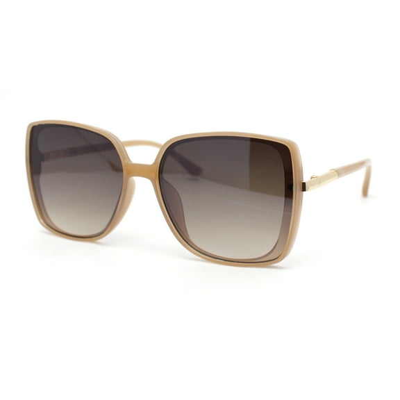 Womens Classic Chic Understated 90s Designer Fashion Butterfly Sunglasses Beige - Smoke