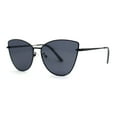 thumbnail image 1 of Womens Classic Fancy Metal Rim Cat Eye Fem Sunglasses All Black, 1 of 4