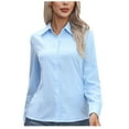thumbnail image 1 of Womens Classic-Fit Dress Shirts Long Sleeve Button Down Wrinkle-Free Stretch Solid Casual Work Office Blouse Tops, 1 of 7
