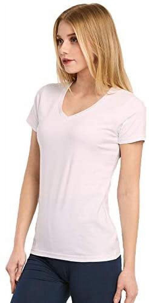 Womens Classic Fit Short Sleeve V Neck T Shirt (White, Small) - Walmart.com