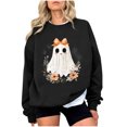 thumbnail image 1 of Womens Classic Halloween Printed Knit Sweater Long Sleeve Crew Neck Tops Casual Halloween Party Pullover Sweater, 1 of 3