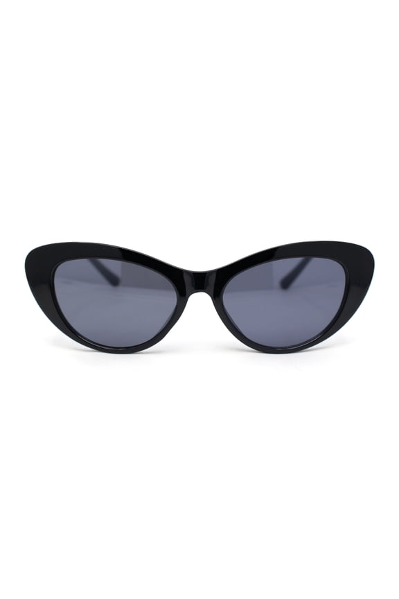 Womens Classic Iconic Pin Up Girl Cat Eye Sunglasses All Black
