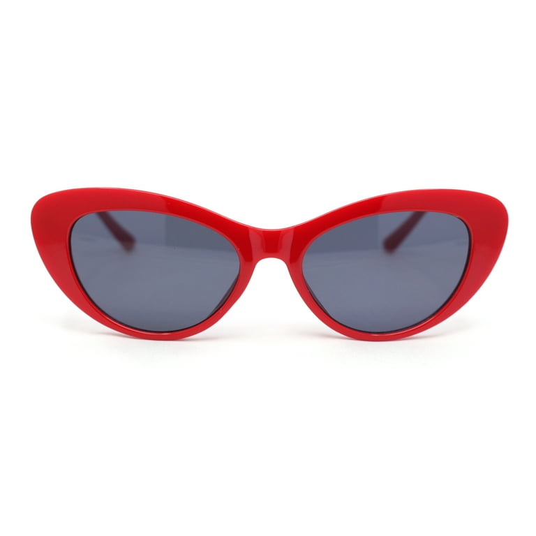 Womens Classic Iconic Pin Up Girl Cat Eye Sunglasses Red Black