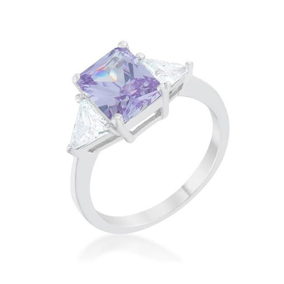Womens Classic Lavender White Gold Rhodium Engagement Ring - Size 7