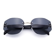 Womens Classic Luxury Diva Rimless Designer Oval Fashion Sunglasses Gold Black - Black