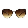 thumbnail image 1 of Womens Classic Metal Rim Large Cat Eye Fashion Sunglasses All Brown, 1 of 4