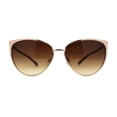 thumbnail image 1 of Womens Classic Metal Rim Large Cat Eye Fashion Sunglasses Gold Brown, 1 of 4