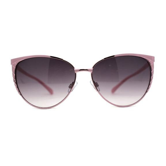 Womens Classic Metal Rim Large Cat Eye Fashion Sunglasses Pink Smoke