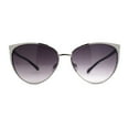 thumbnail image 1 of Womens Classic Metal Rim Large Cat Eye Fashion Sunglasses Silver Smoke, 1 of 4