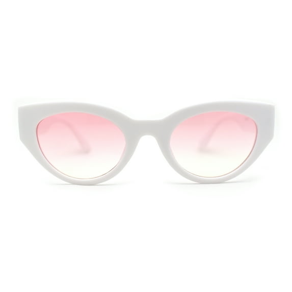 Womens Classic Mod Cute Cat Eye Plastic Sunglasses White Pink Yellow