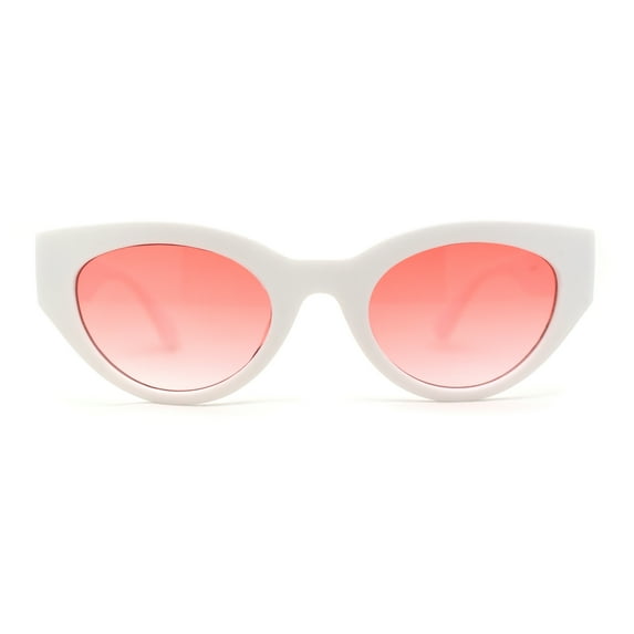 Womens Classic Mod Cute Cat Eye Plastic Sunglasses White Red