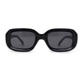 thumbnail image 1 of Womens Classic Mod Rectangle Minimal Plastic Sunglasses All Black, 1 of 4