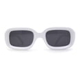 thumbnail image 1 of Womens Classic Mod Rectangle Minimal Plastic Sunglasses White Black, 1 of 4