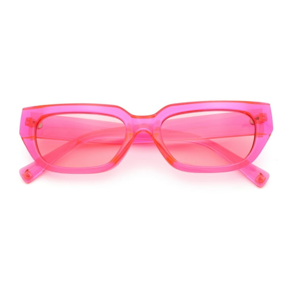Womens Classic Mod Rectangular Cat Eye Plastic Fashion Sunglasses All Pink